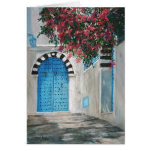 Sidi Bou blaue Tür Boganvila