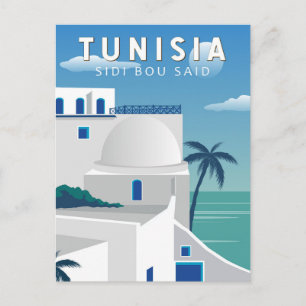 Sidi Bou sagte Tunesien Retro Travel Art Vintag Postkarte