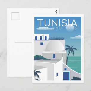 Sidi Bou Said Tunesien Reiseort Illustration Postkarte