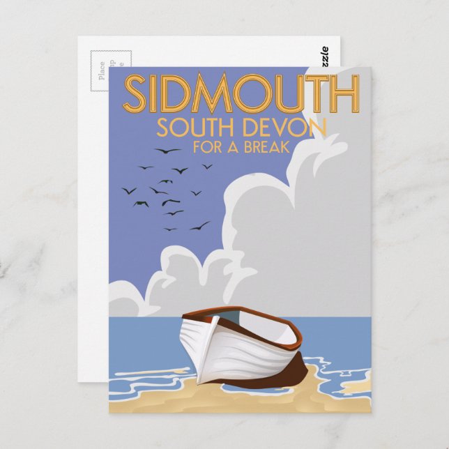 Sidmouth South Devon Vintage Reiseplakat. Postkarte (Vorne/Hinten)