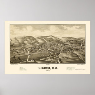 Sidney, NY panoramische Karte - 1887 Poster