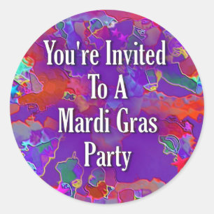 Sie&apos sind zu einem Mardi Gras Party eingeladen Runder Aufkleber