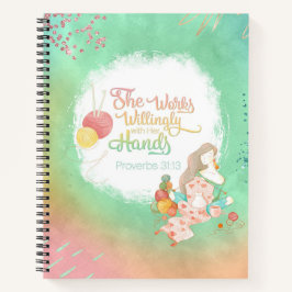 Sie arbeitet bereitwillig mit ihren Händen. Notizbuch