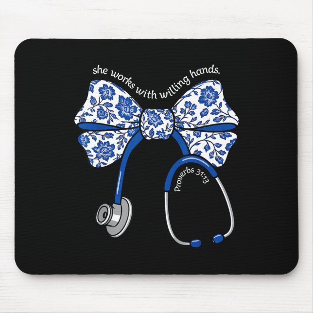 Sie arbeitet mit willigen Händen Sprüche 31, 13 Ch Mousepad (Vorne)