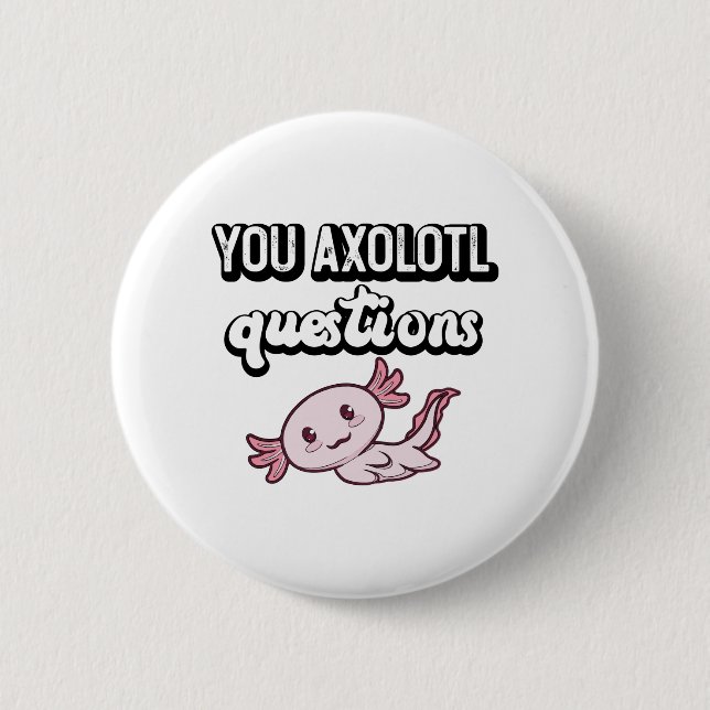 Sie Axolotl Questions Retro 90s Niedlich Axolotl Button (Vorderseite)