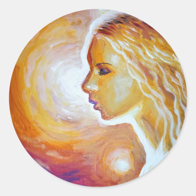 Sie beobachtet die Sterne Runder Aufkleber (Vorderseite)