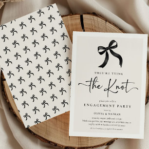 Sie binden die Knot Black Bow Engagement Party Einladung
