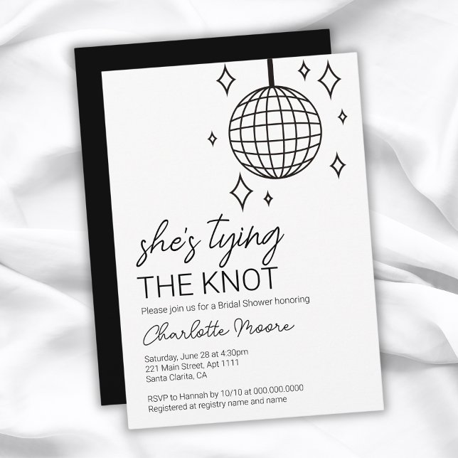Sie bindet das Brautparty der bekannten Diskothek Einladung (She's Tying The Knot Disco Bridal Shower Invitation
)