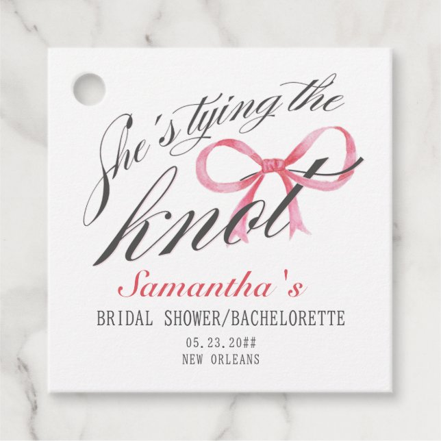 Sie bindet das Brautparty des Knot-Bow-Coquette Geschenkanhänger (Vorderseite)