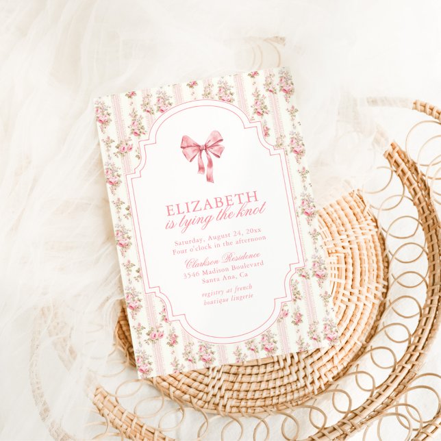Sie bindet das Brautparty des "Knot Coquette Bow" Einladung (Von Creator hochgeladen)