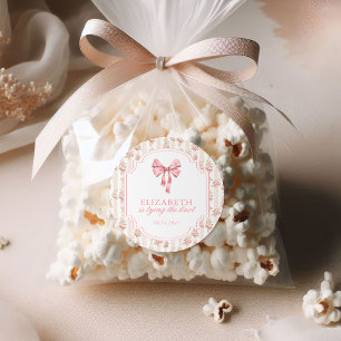 Sie bindet das Brautparty des "Knot Coquette Bow" Runder Aufkleber