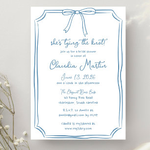 Sie bindet das Brautparty des Knot Dusty Blue Bow Einladung