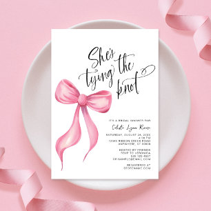 Sie bindet das Brautparty des Knot-Pink-Bows Einladung