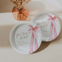 Sie bindet das Brautparty des Knot-Pink-Bows Pappteller