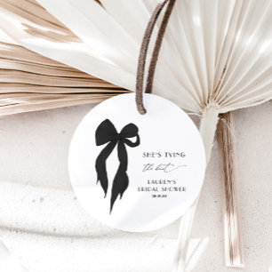Sie bindet das Brautparty des Knotens Black Bow Runder Aufkleber
