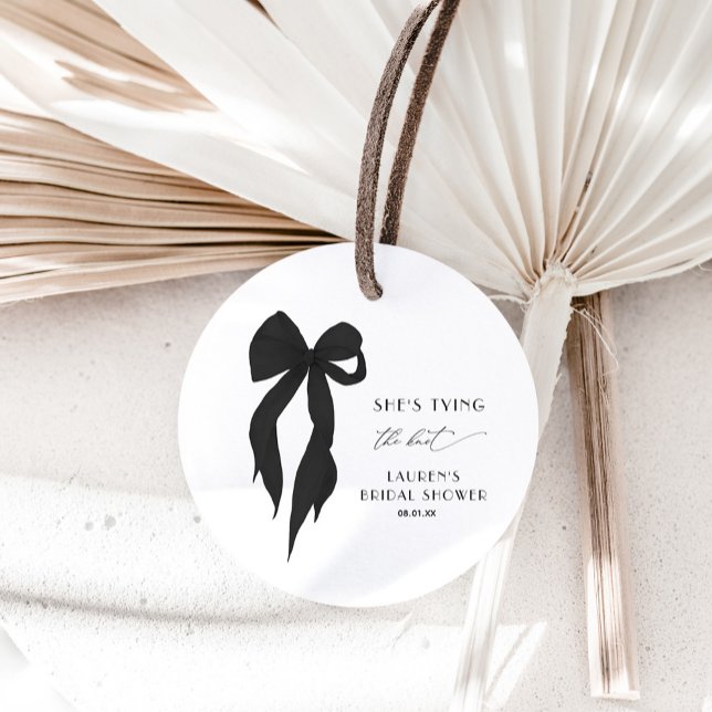 Sie bindet das Brautparty des Knotens Black Bow Runder Aufkleber (Von Creator hochgeladen)