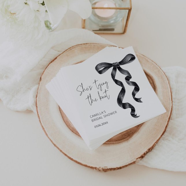 Sie bindet das Brautparty des Knotens Black Bow Serviette (Von Creator hochgeladen)