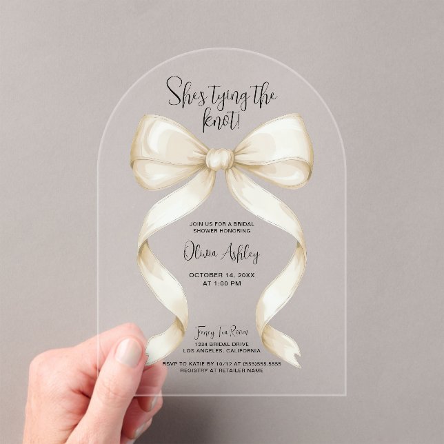Sie bindet das Brautparty des Knotens Bow Acryleinladungen (Insitu (Handheld))