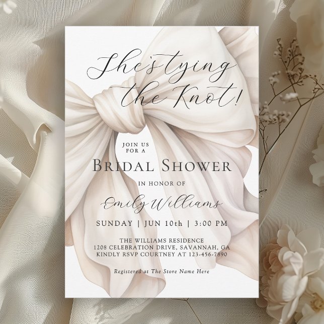 Sie bindet das Brautparty des weißen Knoten Einladung (Available in both printed and instant download digital formats.)