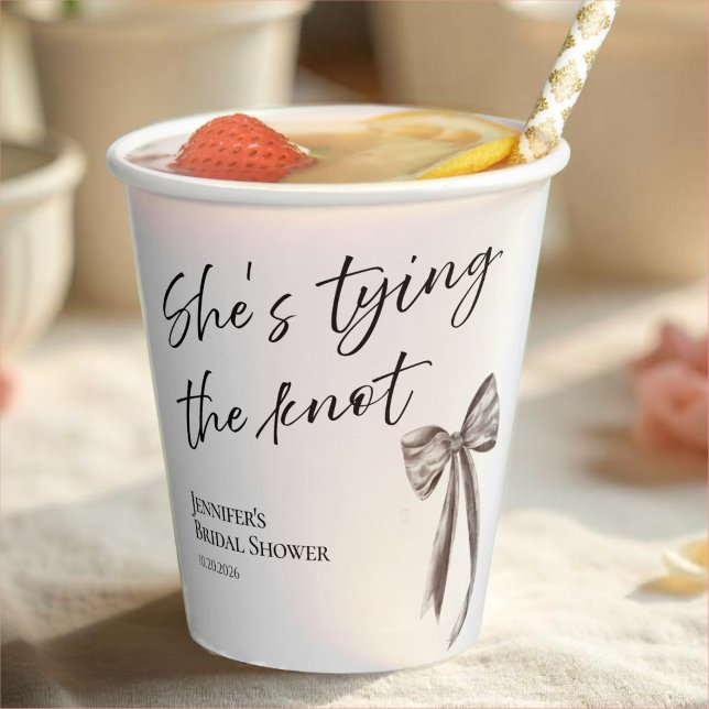 Sie bindet das Knot Black Bow Brautparty Pape Pappbecher (Von Creator hochgeladen)