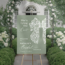 Sie bindet das "Knot-Brautparty-Begrüßungszeichen"