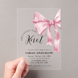Sie bindet das Knot-Pink-Bug-Brautparty Acryleinladungen