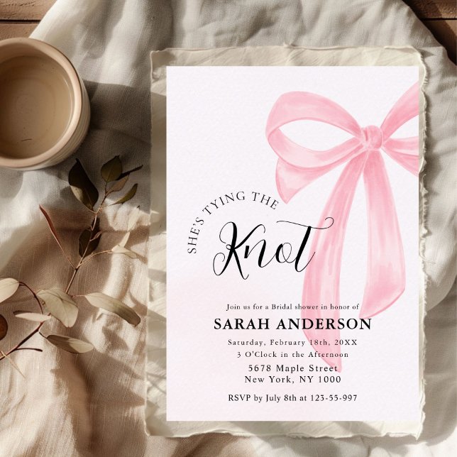 Sie bindet das Knot-Pink-Bug-Brautparty Einladung (Von Creator hochgeladen)