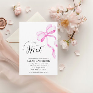 Sie bindet das Knot-Pink-Bug-Brautparty Einladung