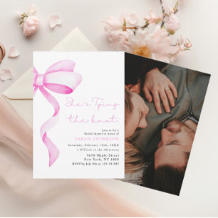 Sie bindet das Knot-Pink-Bug-Brautparty Einladung