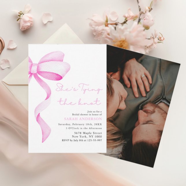 Sie bindet das Knot-Pink-Bug-Brautparty Einladung (Von Creator hochgeladen)