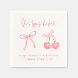 Sie bindet das Knot-Pink-Coquette-Brautparty Serviette