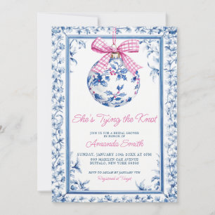Sie bindet das knotige Chinoiserie-Brautparty Einladung