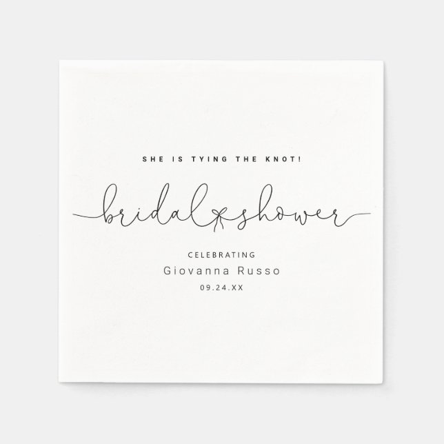 Sie bindet das Minimalistische Brautparty des Knot Serviette (Vorderseite)