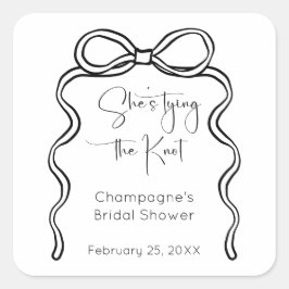 Sie bindet das moderne Skript-Brautparty von Knote Quadratischer Aufkleber