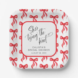 Sie bindet das Personalisierte Brautparty des Knot Pappteller