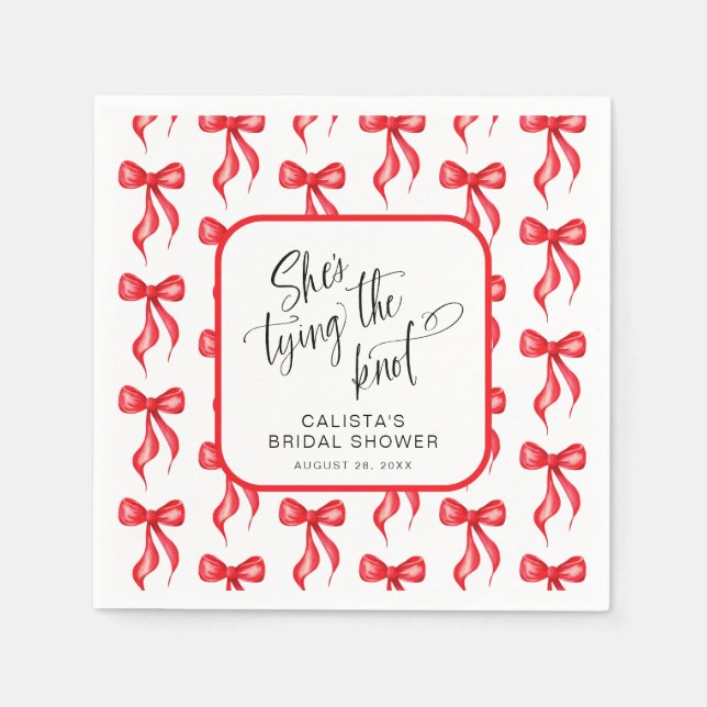 Sie bindet das Personalisierte Brautparty des Knot Serviette (Vorderseite)