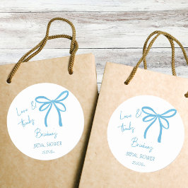 Sie bindet den knochenblauen Schleifenbogen-Gefall Runder Aufkleber