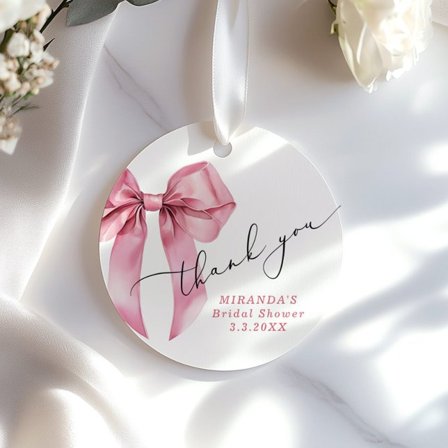 Sie bindet den Knoten Pink Bow Bridal Danke Geschenkanhänger (Von Creator hochgeladen)