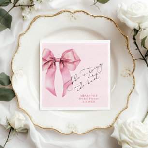 Sie bindet den Knoten Pink Bow Bridal Danke Serviette
