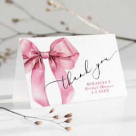 Sie bindet den Knoten Pink Bow Bridal Dankeskarte