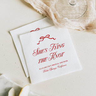 Sie bindet den Knoten Rot Elegant Handgezeichnete Serviette