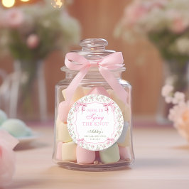 Sie bindet den Vintagen Knotrosa Bow Runder Aufkleber