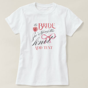 Sie bindet die Knot Coquette-Bachelorette-Braut T-Shirt