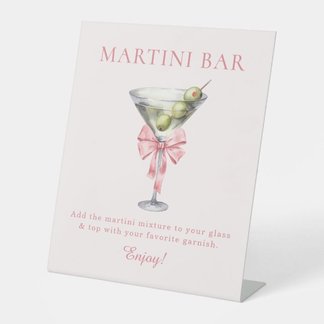 Sie bindet die Knot Pink Coquette Martini-Bar Sockelschild (Vorderseite)