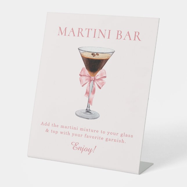 Sie bindet die Knot Pink Coquette Martini-Bar Sockelschild (Vorderseite)