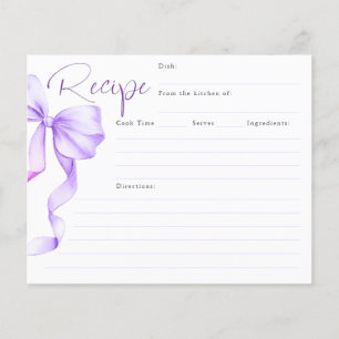 Sie bindet die Lila Bow Bridal-Rezept-Karte
