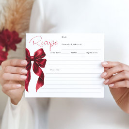 Sie bindet die Red Bow Bridal Rezeptkarte des Knot