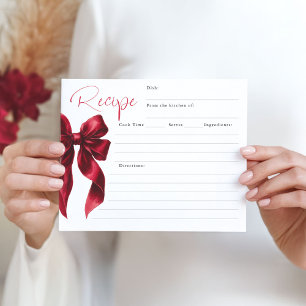 Sie bindet die Red Bow Bridal Rezeptkarte des Knot