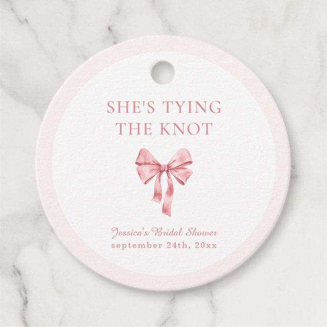 Sie bindet die weich rosa Dusche der Knöchel an Geschenkanhänger (Vorderseite)