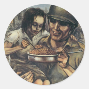 Sie brauchen Essen ~ Pflanze Mehr Bohnen Runder Aufkleber